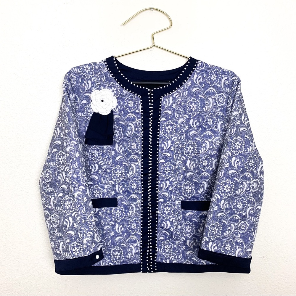 NWT Michael Simon Paisley Embellished Cardigan